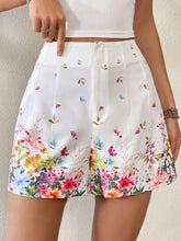 Essnce Women's Floral Printed Ruched Shorts For Vacation And Leisure Summer Shorts Coastal Butterfly Women Bottoms Summer Outfits Shorts
